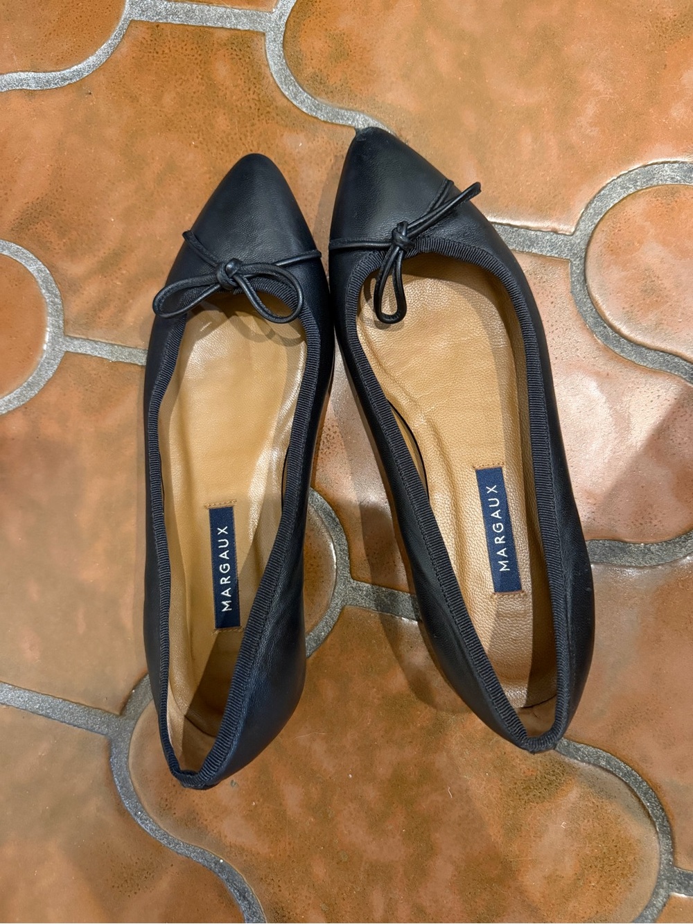 Margaux Black Pointed-Toe Bow Ballet Flats